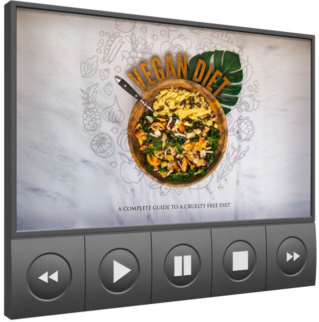 eCover representing Vegan Diet Video Upgrade Videos, Tutorials & Courses with Master Resell Rights