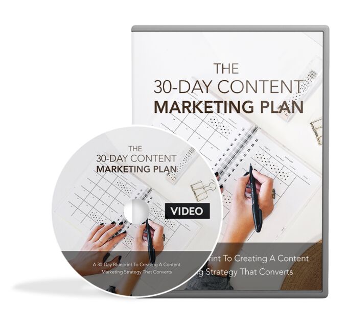 eCover representing 30 Days Content Marketing Plan Video Upgrade eBooks & Reports/Videos, Tutorials & Courses with Master Resell Rights