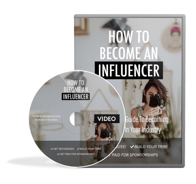 eCover representing How To Become An Influencer Video Upgrade Videos, Tutorials & Courses with Master Resell Rights