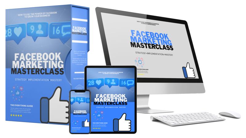 eCover representing Facebook Marketing Masterclass Video Upgrade Videos, Tutorials & Courses with Master Resell Rights